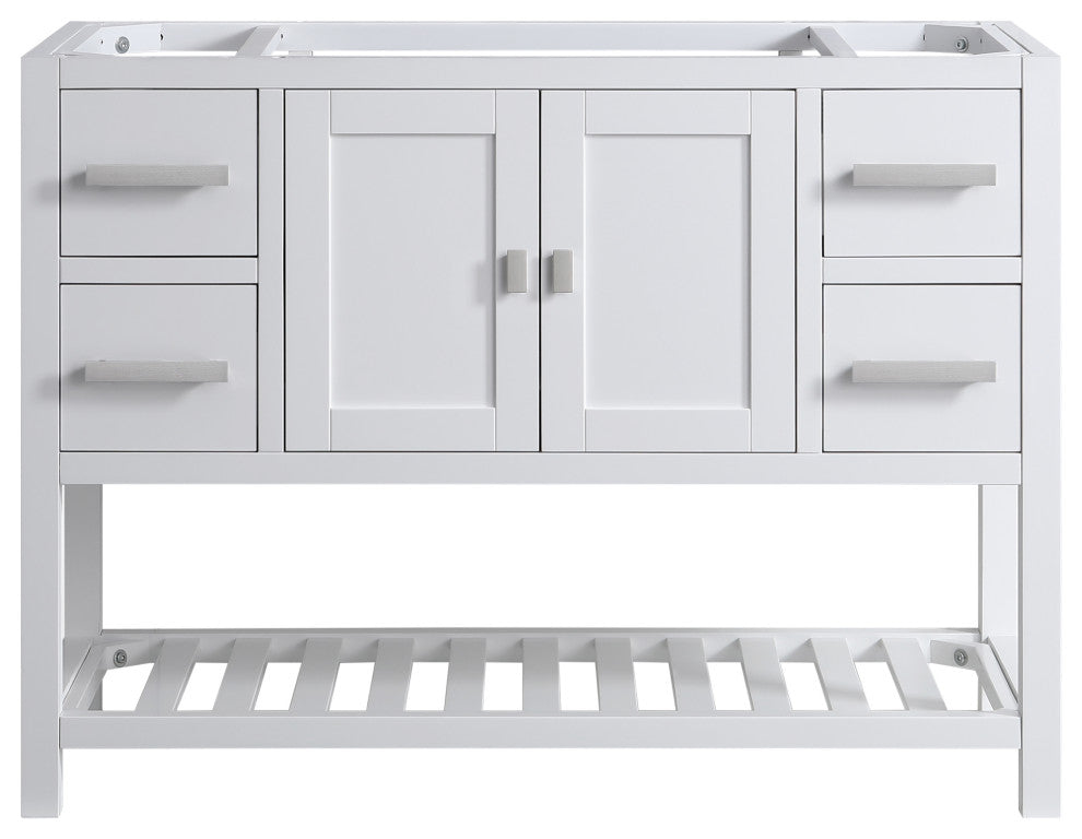 Monaco Bathroom Vanity Base Cabinet Without Top, White, 48", Single Sink