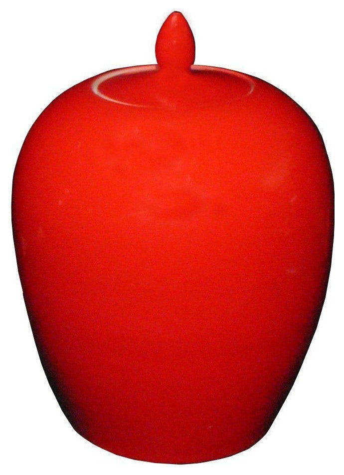 Simple Modern Handmade Plain Solid Red Glaze Porcelain Vase Jar