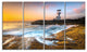 Lighthouse on Beautiful Seashore, Seashore Wall Art on Canvas, 48"x28", 4 Panels