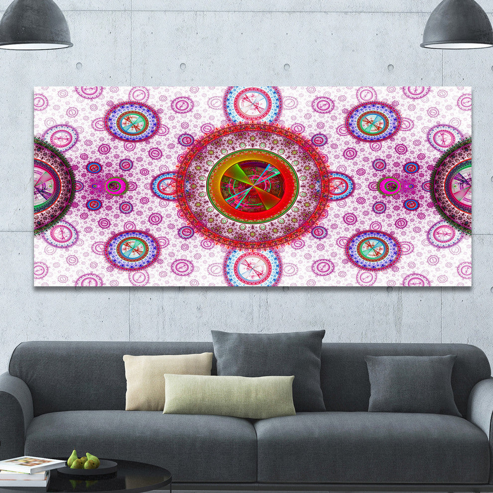 Pink Psychedelic Relaxing Art, Oversized Abstract Canvas Art Print, 60x28