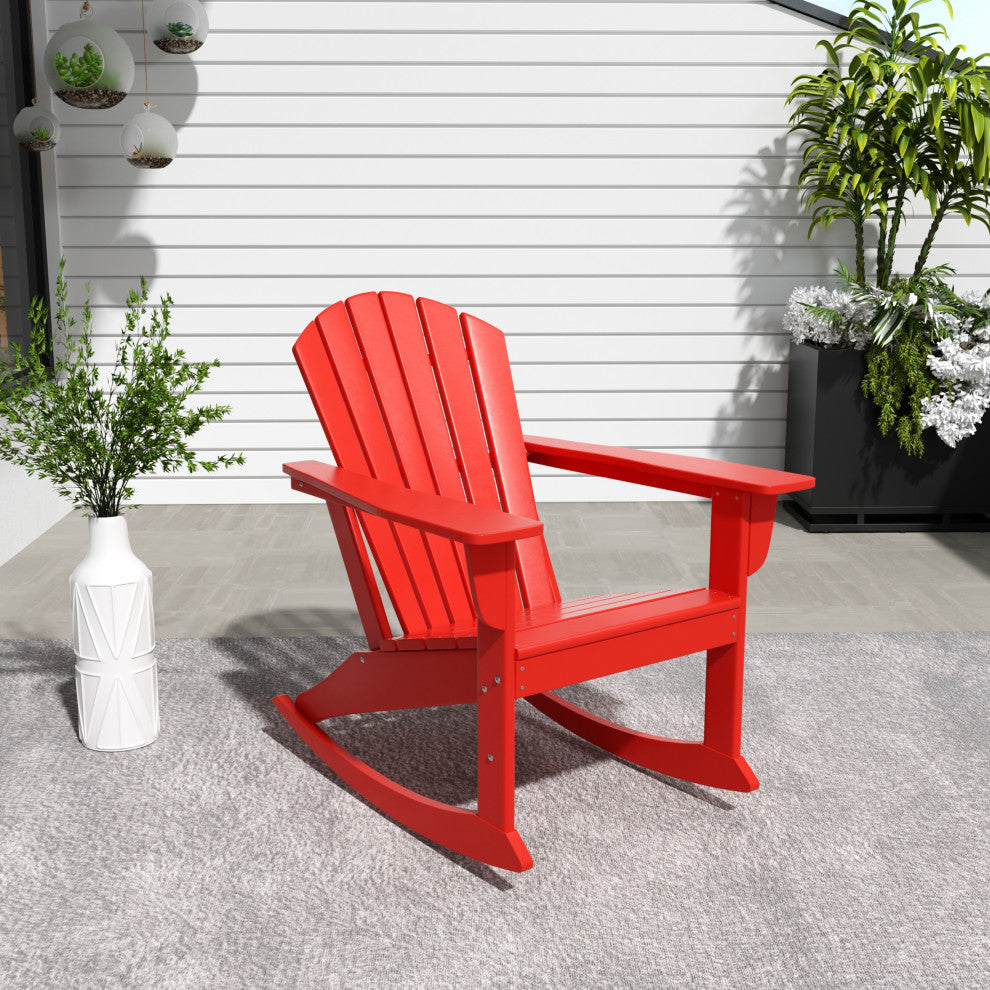 WestinTrends Outdoor Patio Poly Lumber Adirondack Porch Rocking Chair Rocker, Red