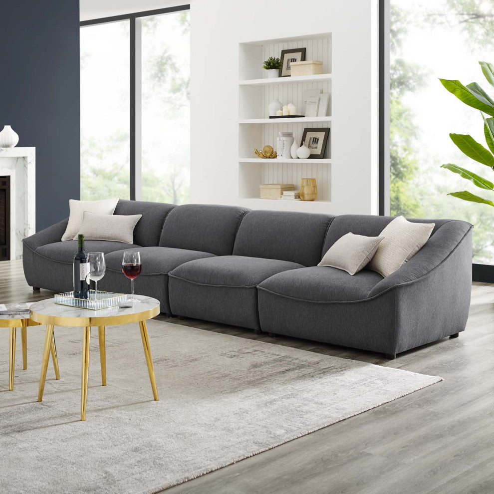 Sofa, Fabric, Dark Gray, Modern, Living Lounge Room Hotel Lobby Hospitality