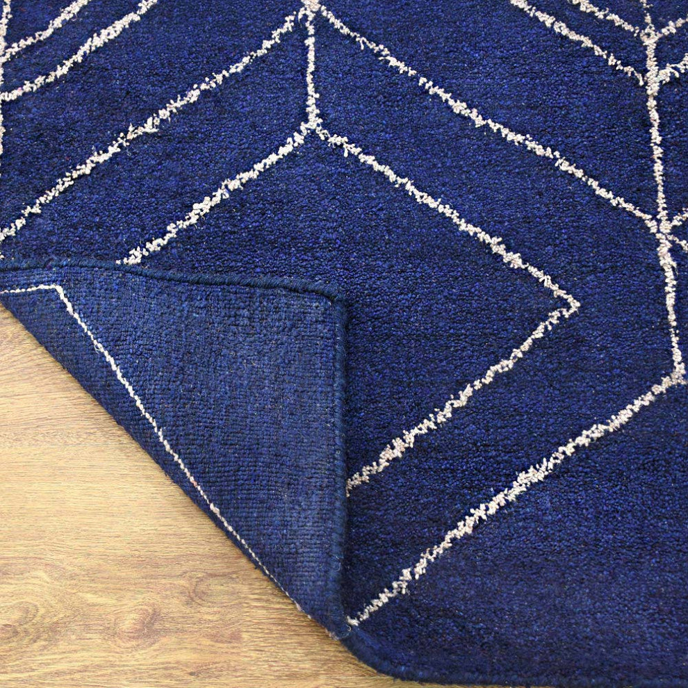 HAND KNOTTED LOOM SILK ECO-FRIENDLY RUGS-6'x9',Rectangle,Blue Beige,Geometric