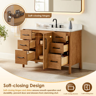 Velora Bathroom Vanity, Mango Brown, 48", With Mirror