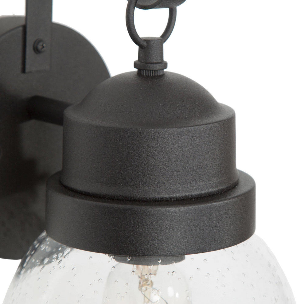 LNC 1-Light Seeded Glass Globe Outdoor Wall Lamp, 11", Black, 2-Pack