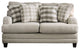 Linen-Like Fabric Loveseat with S-shaped armrest Design, Light Gray