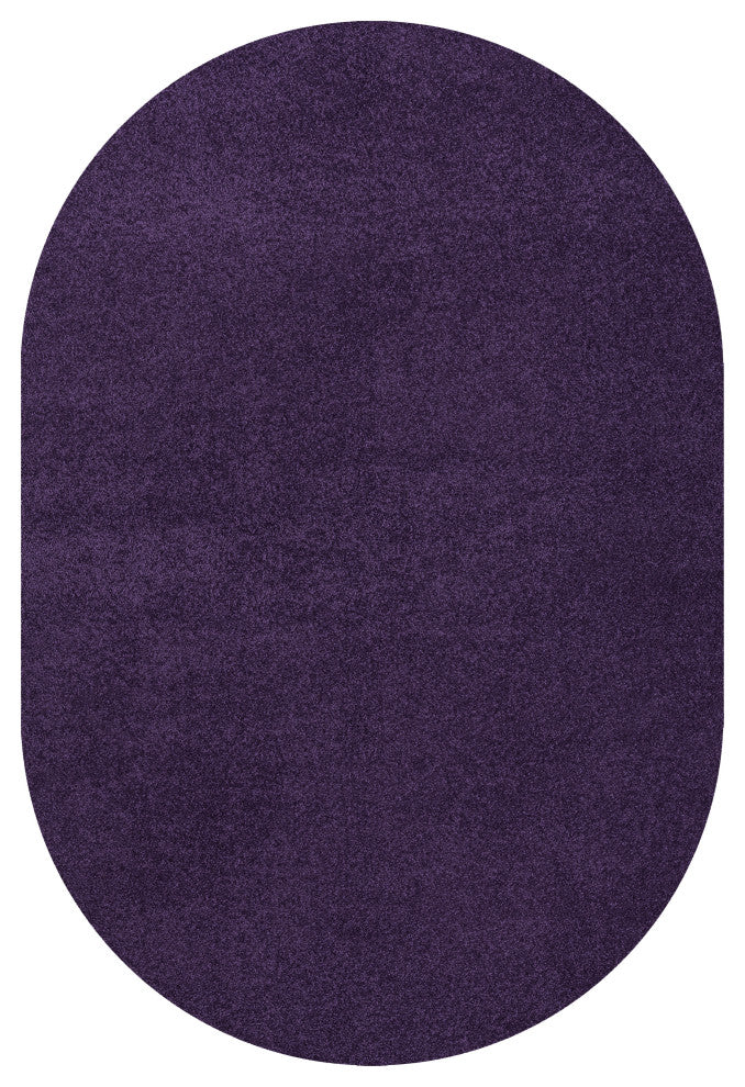 Haze Solid Low-Pile Runner Rug, Purple, 3 X 5 Oval