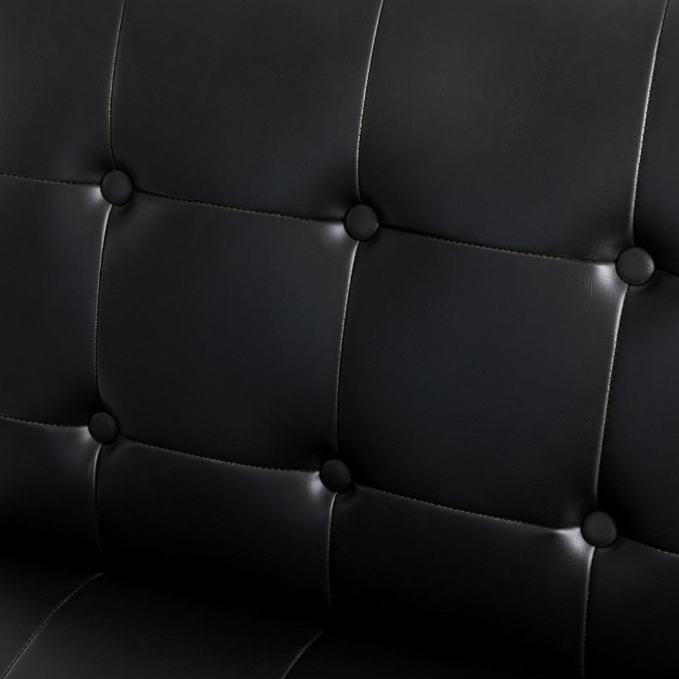 Modern Leatherette Accent Armchair With Black Metal Frame, Set of 2, Black