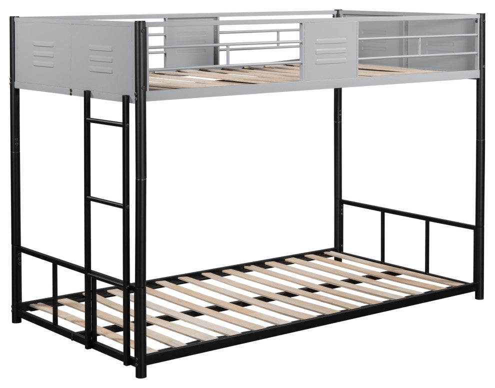 Gewnee Metal Twin over Twin Bunk Bed with Vent Board