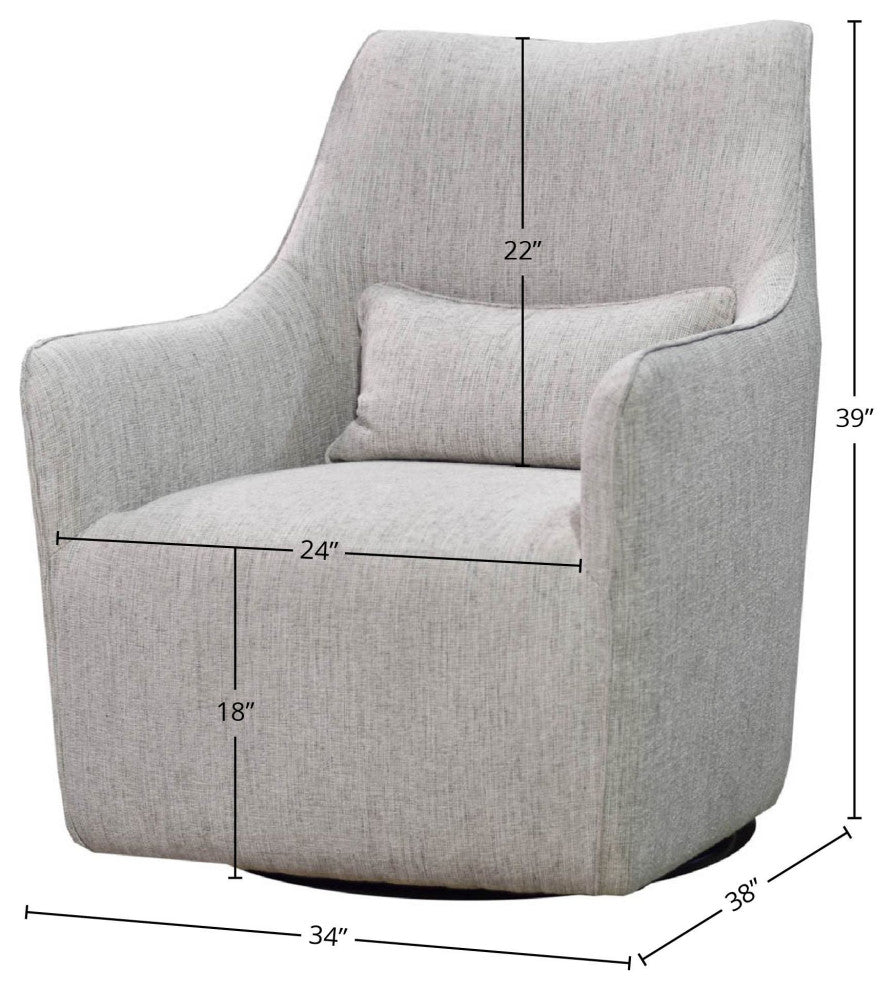 Lounge Upholstered Swivel Chair, Woven Linen