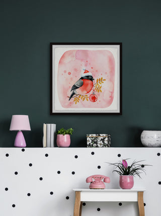 "Santa Bird" Framed Painting Print, 12x12