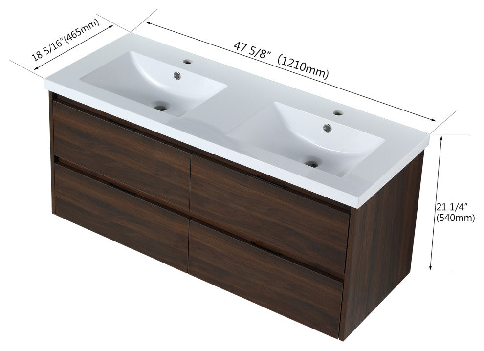 Wall-Mounted Plywood Bath Vanity Set, Integrated Sink
