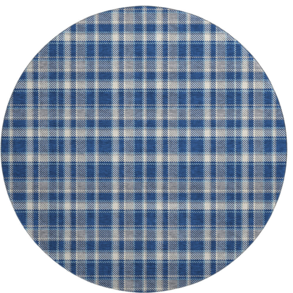 Premium Machine Washable Mayfield AMF563 Navy 8' x 8' Round Rug