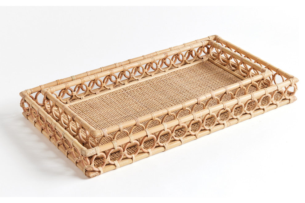 Ninette Rattan Rectangular Trays, Set of 2