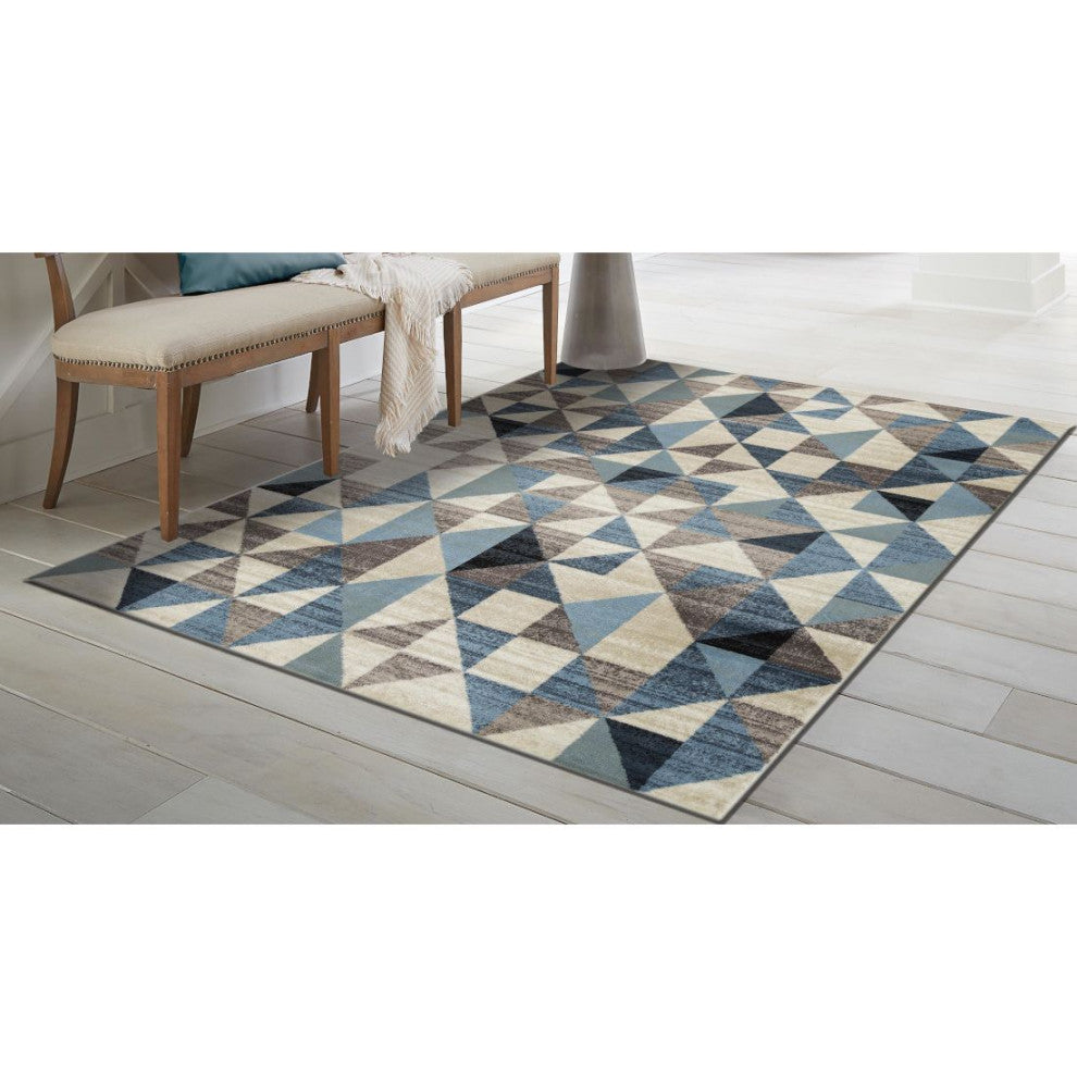 KAS Heritage 9365 Blue/Gray Scope Area Rug, 5'3"x7'8"