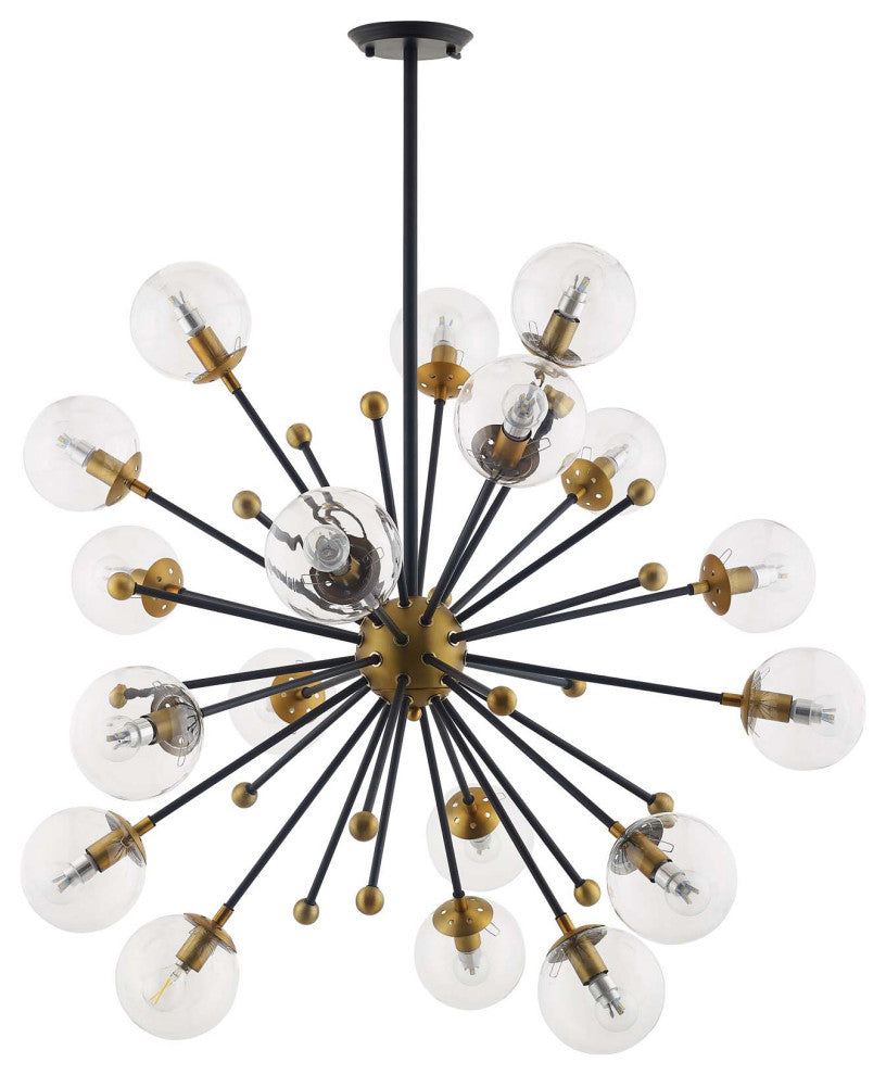 Constellation Clear Glass and Brass Ceiling Light Pendant Chandelier