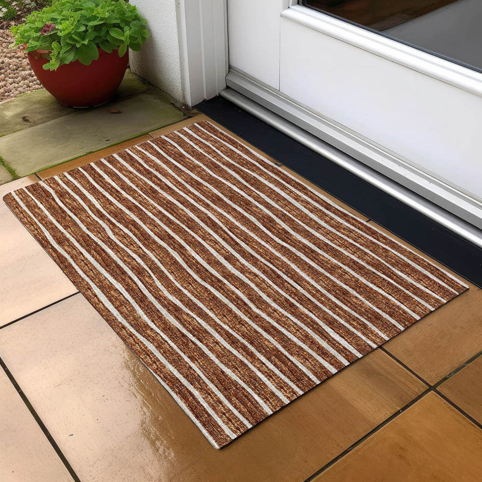 Indoor/Outdoor Laidley LA1 Paprika Machine Washable 1'8" x 2'6" Rug