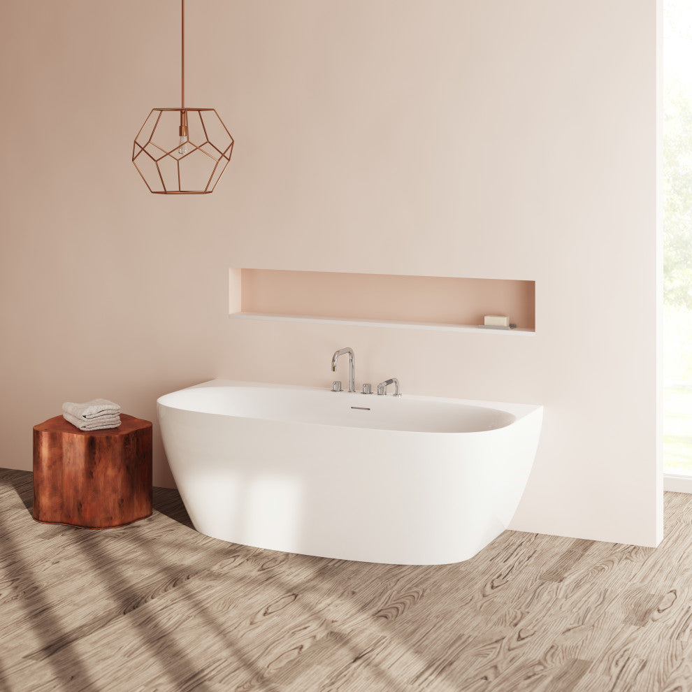 Perlato Palencia 67" Back to Wall Soaking Tub, White