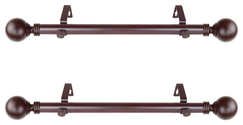 Chloe 1" Diameter Side Curtain Rod 12-20" Long, Set of 2, Mahogany