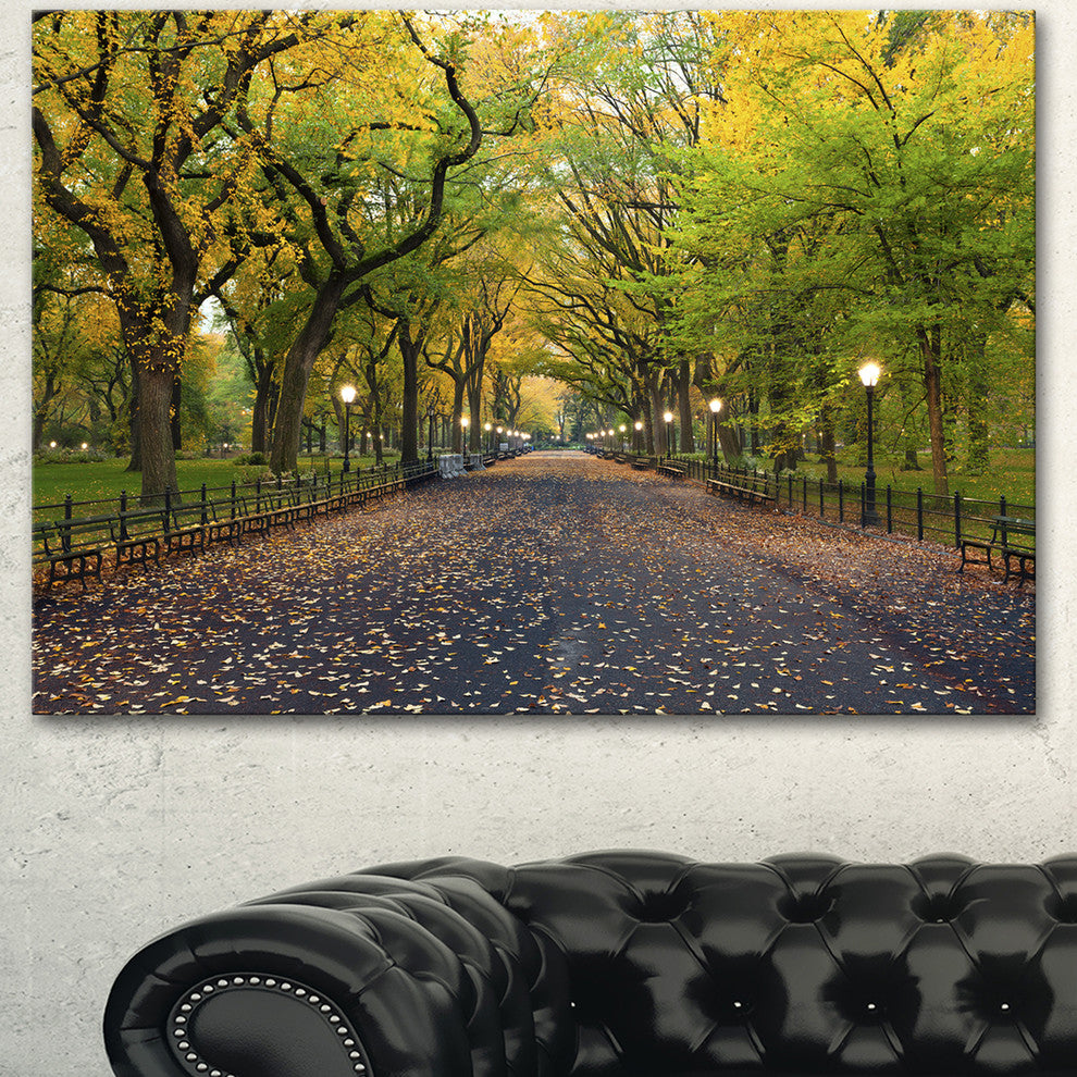 The Mall Area in Central Park, Large Landscape Canvas Art, 40"x30"