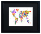 'Paint Splashes Text Map' Matted Framed Canvas Art by Michael Tompsett