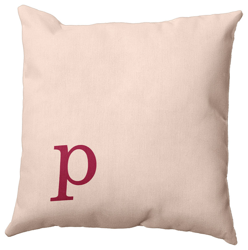 20"x20" Modern Monogram Decorative Throw Pillow, Cranberry
