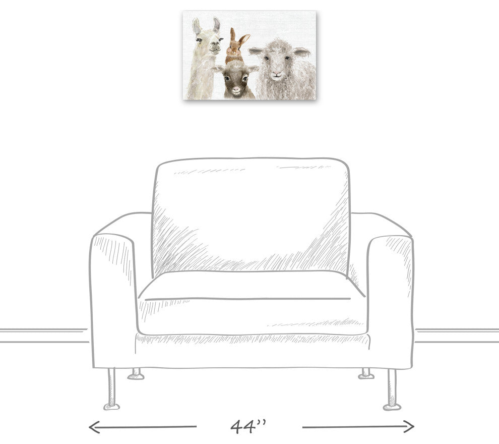 Baby Barn Animals 12"x18" Canvas Wall Art