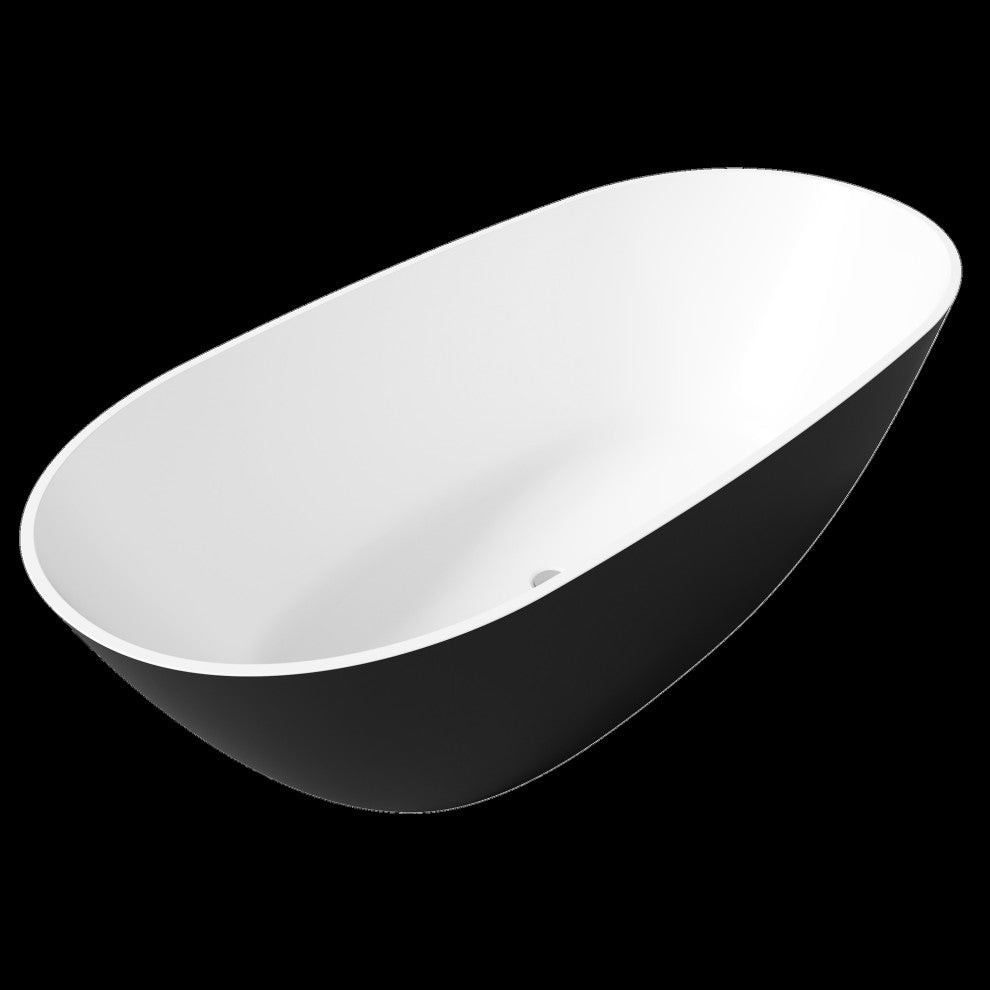 Perlato Genova 70" Eco-Lapistone Freestanding Soaking Tub, Matte Black