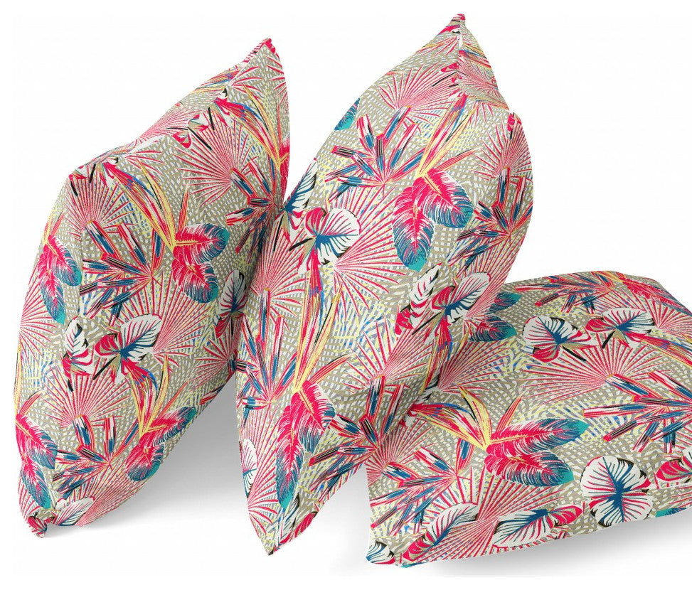 18" Red Gold Tropical Indoor Outdoor Throw Pillow