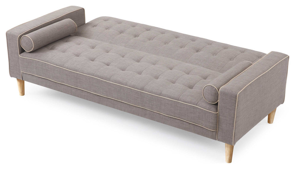 Andrews 85 in. W Flared Arm Polyester Straight Sofa, Gray