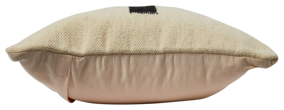 Swiss Cross Cotton Wool Throw Pillow, Black and Natural