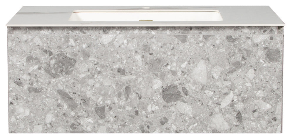 Terazzo Grey Bathroom Vanity with Imitation Stone Design, 36"