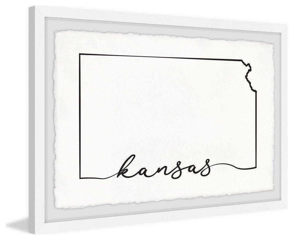 "Kansas Outline" Framed Painting Print, 45x30
