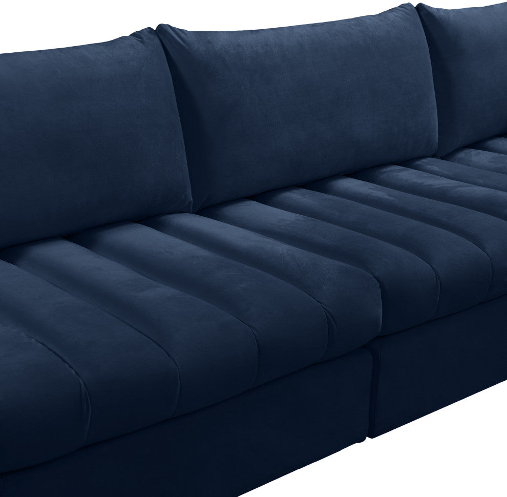 Jacob Velvet Upholstered 8-Piece U-Shaped Modular Sectional, Navy