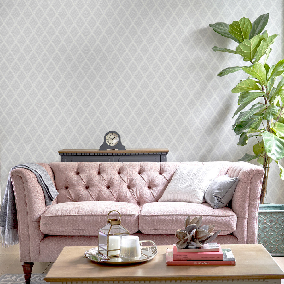 Laura Ashley Florin Wallpaper, Silver
