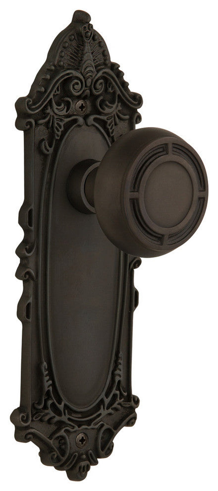 Victorian Plate Privacy Mission Knob, Oil-Rubbed Bronze