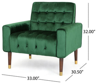GDF Studio Betsy Modern Button-Tufted Waffle Stitching Velvet Armchair, Emerald