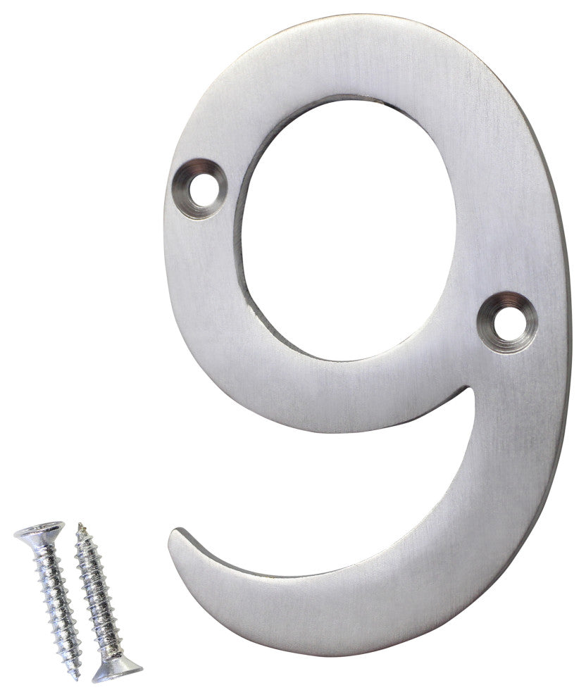 RCH Hardware Brass Modern House Number, 3-Inch, Various Finishes, Satin Chrome,
