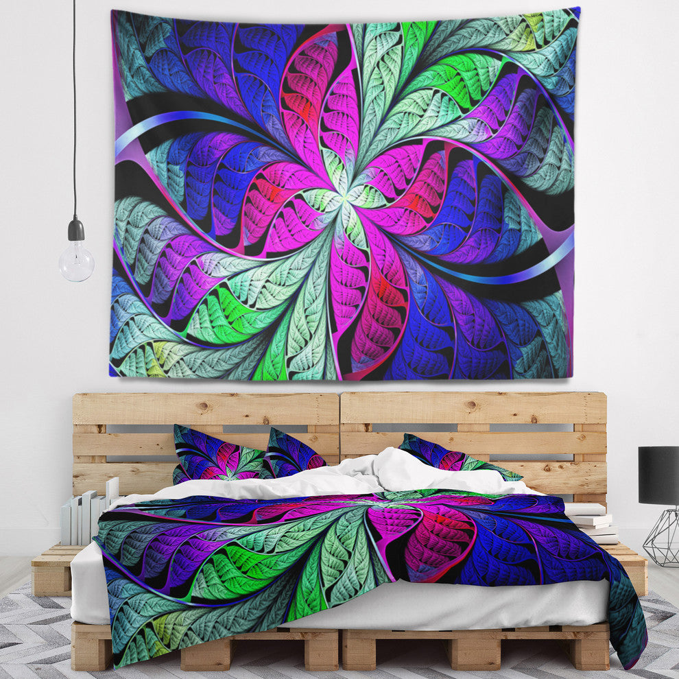 Multi Color Stained Glass Texture Abstract Wall Tapestry, 80"x68"