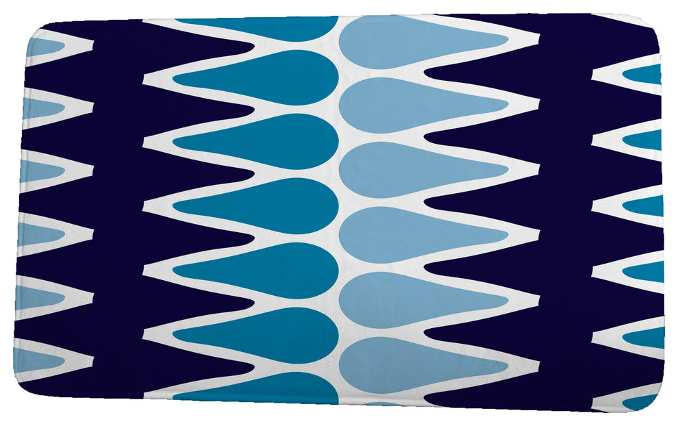 Upscale Getaway Multi Colored Picks Geometric Print Bath Mat, Navy Blue, 17"x24"