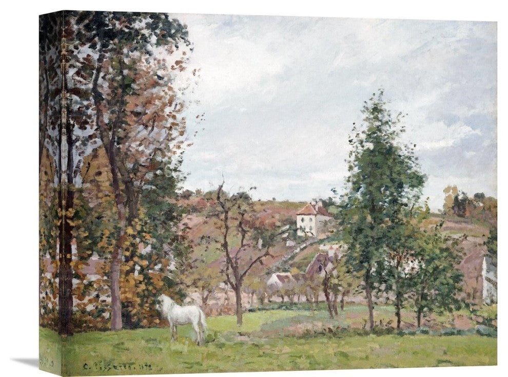 "Landscape With a White Horse" Canvas Giclee by Camille Pissarro, 16"x13"