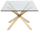 Couture 78-inch Dining Table in Brushed Gold Stainless Steel and Glass