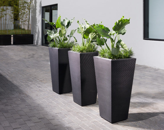 Bowery Indoor/Outdoor Tall Square Pot with Sand Cavity, Mocha, 15"