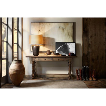 Bowery Hill 2-Drawer Traditional Wood Flip Top Console Table in Dark Wood