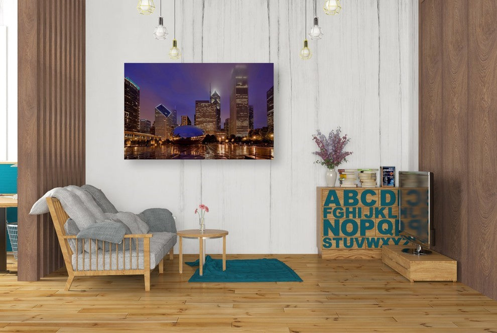 Epic Graffiti "The Bean in Autumn Rain" Giclee Canvas Wall Art, 26"x40"