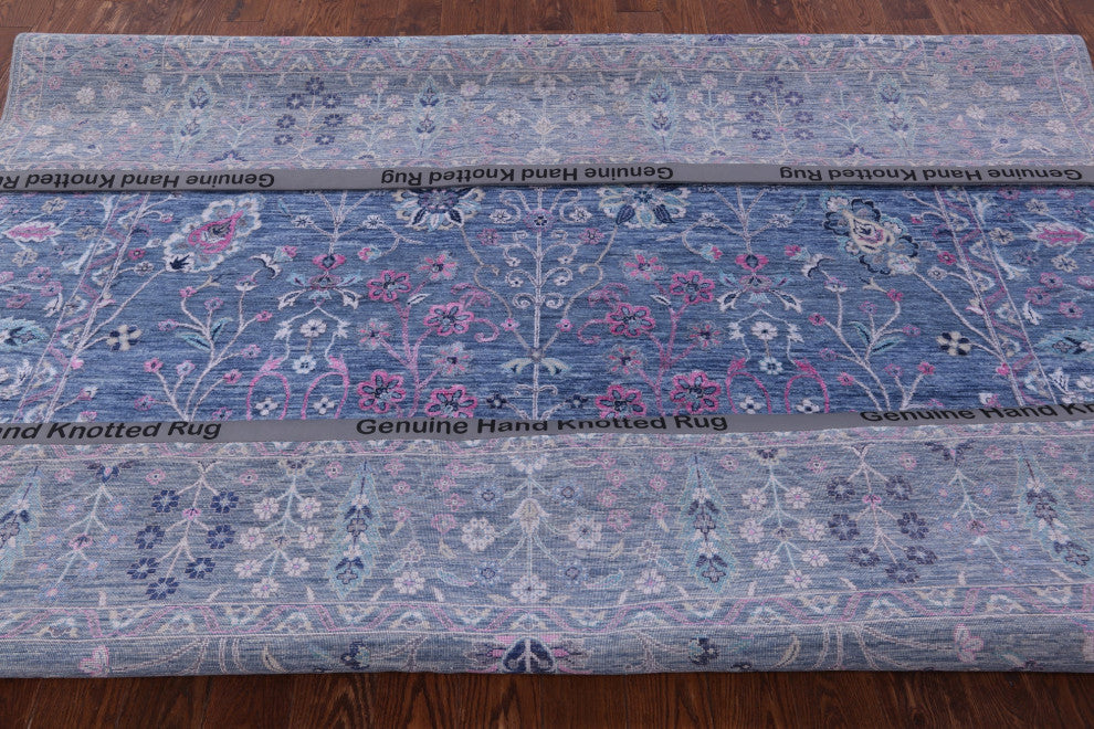 9' Square Wool & Silk Handmade Persian Rug - Q13046