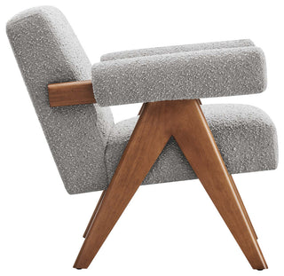 Lyra Boucle Fabric Armchair, Light Gray
