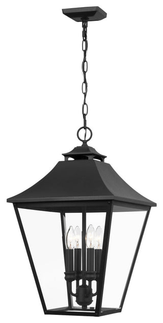Galena 4-Light Outdoor Exterior Small Pendant Lantern Light, Textured Black
