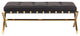 Auguste Bench in Brushed Gold Stainless Steel Frame, Black, Large