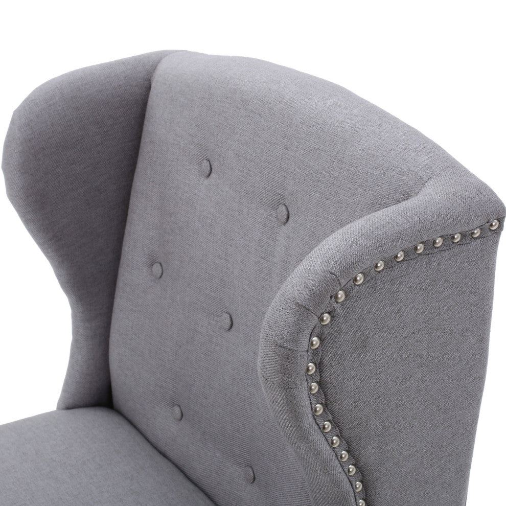 GDF Studio Asheville Modern Fabric Wingback Chair, Set of 2, Light Gray